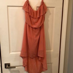 Coral Strapless High Low Dress